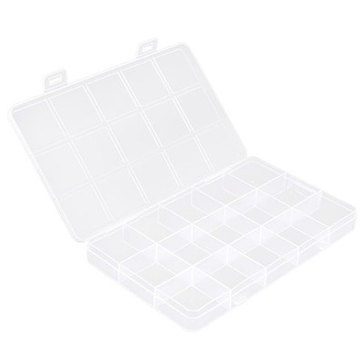 15 Grids Clear Bead Storage Containers Plastic Grid Bead Organizer with Divid...