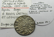 Spain Castile & Leon Henry D Infant Pretender 1295-1303 Hammered Dinero (Pepion)