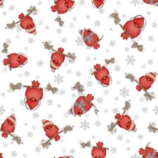 Christmas Fabric Pinecone Ridge Lodge Red Cardinal Toss Wht Henry Glass YARD