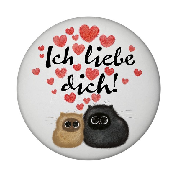 Knuffige Katzen Magnet Rund Rund Mit Spruch Ich Liebe Dich-image