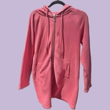 Zenana Outfitters Women's Pink Full Zip Knit Hoodie M/L Long Sleeve