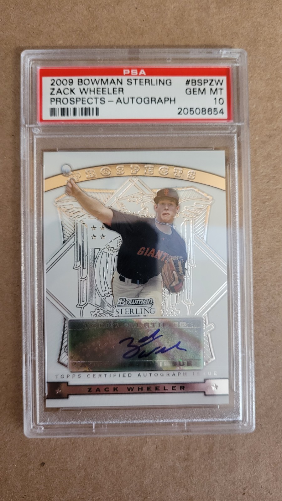 2009 BOWMAN STERLING PROSPECTS ZACK WHEELER AUTOGRAPH PSA GEM MINT 10 #BSPZW RC