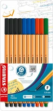 Fineliner Point 88 - Pack of 10 - Office Colors - 4 X Black, 3 X Blue, 2 X Red,