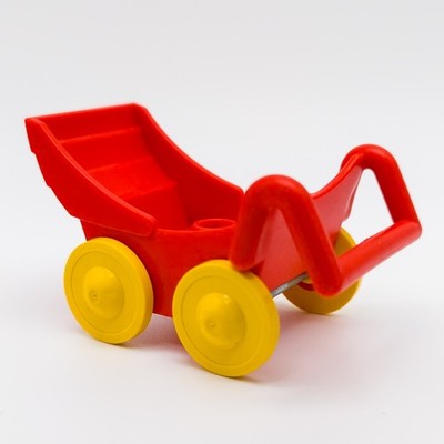 LEGO DUPLO Baby Kinderwagen Puppe Figur rot gelbe Räder Puppenwagen Kind 2147c01