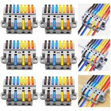 6 PCS 4-in-8-out Lever Terminal Block Kit Splicing Connector 28-12AWG