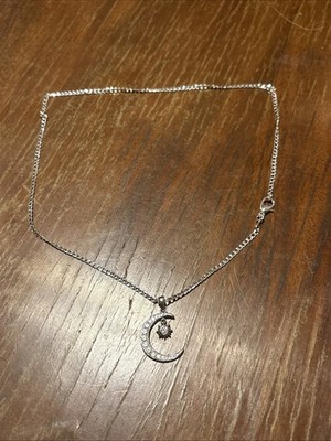 Sterling Silber 925 Halbmond Mond & Stern Halskette ca. Kettenlänge 17 Zoll
