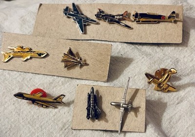 Lot of 9 Vintage Military Aircraft/Spacecraft/Airplanes Lapel Pins