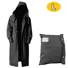 Men Black Waterproof Long Raincoat Rain Coat Hooded Trench Jacket  Hiking