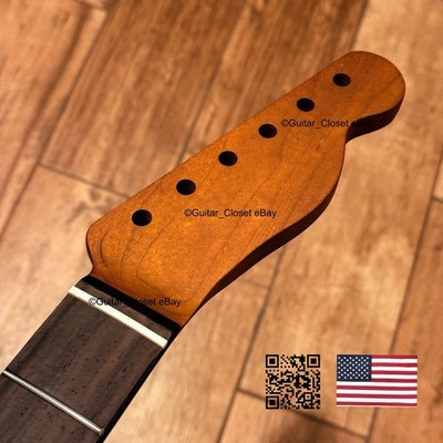 Vintage 21 Fret Roasted Maple Rosewood Tele Neck Fits Warmoth body vTRH