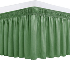 Wrap Around Bed Skirts for Queen Beds 15" Drop, Sage Adjustable Elastic Dust Ruf