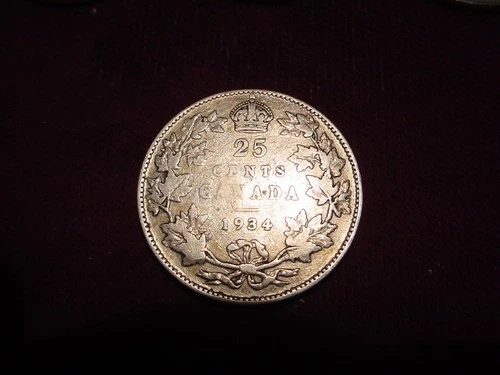 1934 CANADA SILVER 25 CENT! - LOW MINT!!