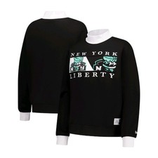 NWT Women's New York Liberty New Era Mock Neck Fleece Pullover Sweatshirt Sz 2XL