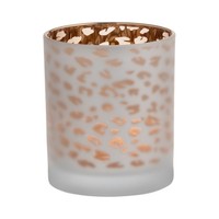 Inna-Glas Votivglas Senga, Leopardenmuster, Matt-Gold, 10Cm, Ø9Cm