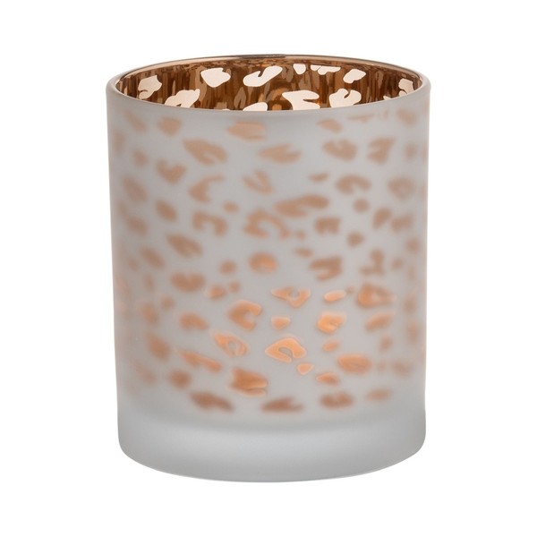 Inna-Glas Votivglas Senga, Leopardenmuster, Matt-Gold, 10Cm, Ø9Cm-image