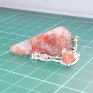 Auction Sunstone Point Dowsing Pendulum Gemstone Crystal Dowser