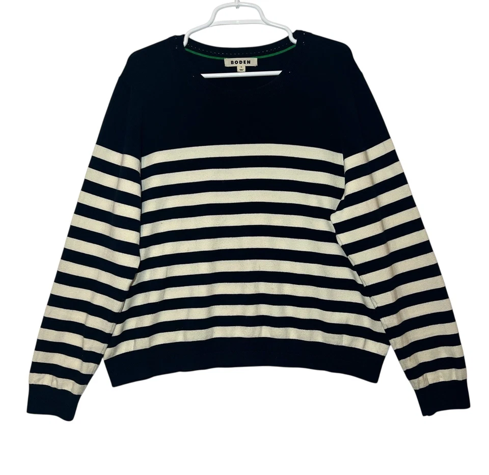 Boden Catriona Stripe Sweater Women’s XL Cotton Blend Navy Coastal Boat Sea - Image 3 of 4