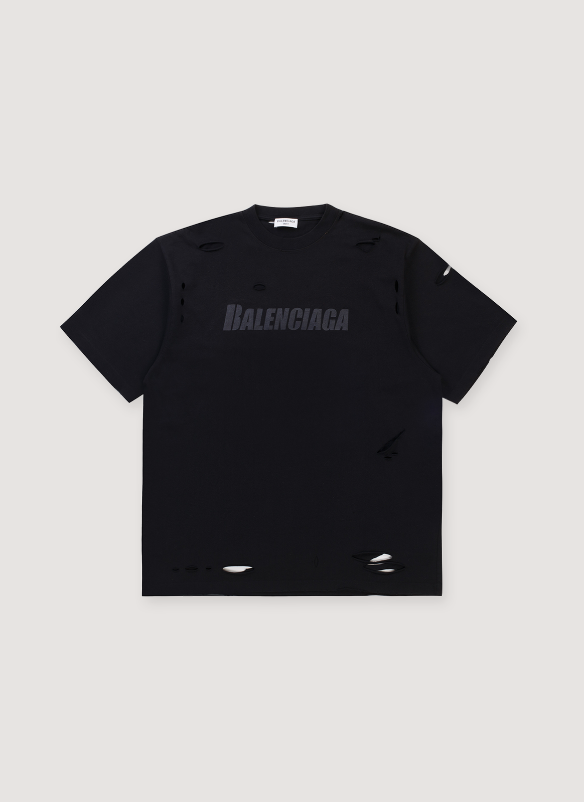 Balenciaga Caps Destroyed Tee Black