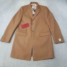 Spitalfields Giacca Uomo 40 Marrone Cammello Tan Soprabito Lana Country Game Longline