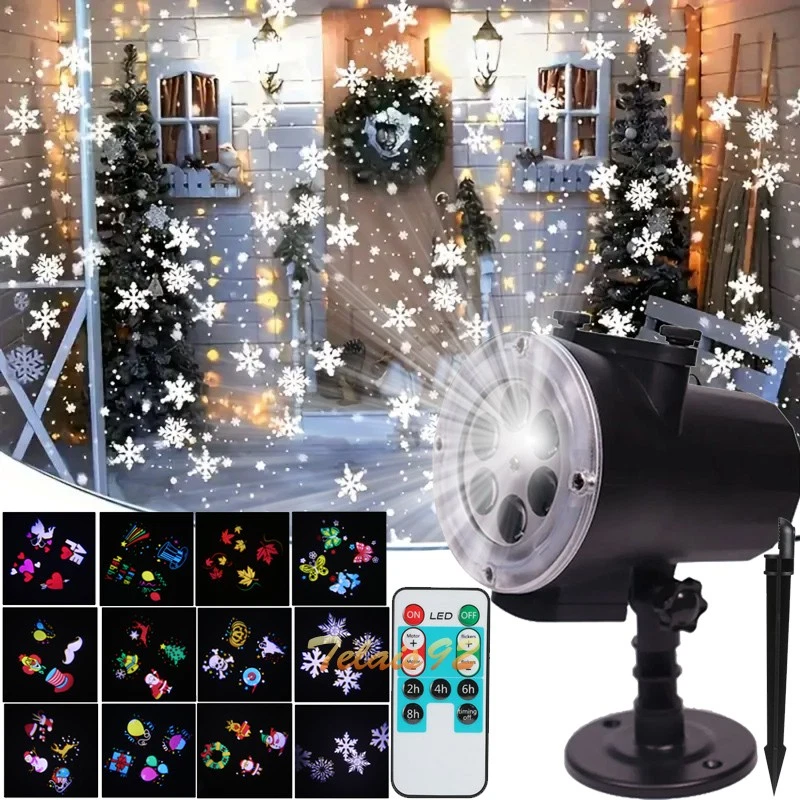 Christmas Snowflake Projector Outdoor LED Moving Snowfall Laser Light Landscape - Image 2 of 4