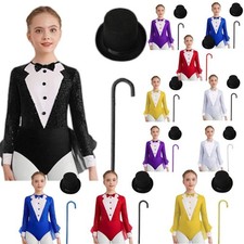 Girls Dancewear Bodice Set Party Outfit Figure Ice Skating Long Sleeve Sequins