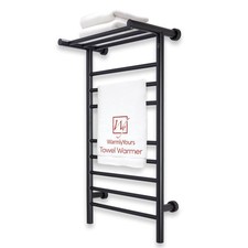 Summit Towel Warmer, Black, Dual Connection, 8 Bars & Heated 3-Bar Shelf