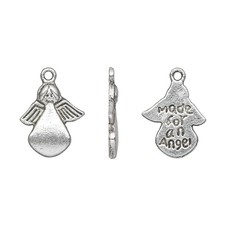 20 Antiqued Silver Pewter 15x14mm Angel Charms " Made For An Angel "