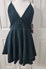 Emerald Sundae Green Dress With Spaghetti Straps, Open Back With Lace XL
