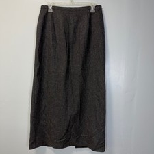 Vintage Elyse Hart Ltd Dark Gray 100 Pure Wool Maxi Skirt Size 12 Dark Academia