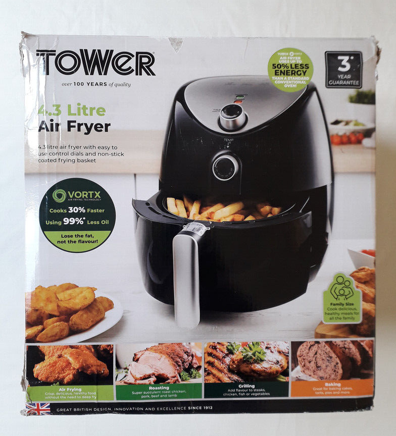 Tower 4.3L Manual Air Fryer, 60Minute Timer, 1500W, T17021 Black