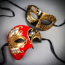 RED Gold Phantom Opera Musical Venetian Masquerade Halloween Couple Mask K40