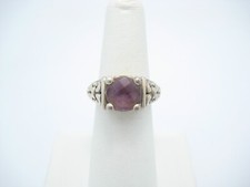 Sterling Silver 9.5mm Faceted Purple CZ Round Ring Size 7
