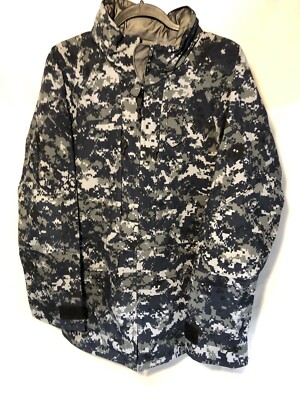 S-LONG US NAVY WORK NWU TYPE I GORE-TEX PARKA DIGITAL BLUE CAMO USN NO  LINER NOS
