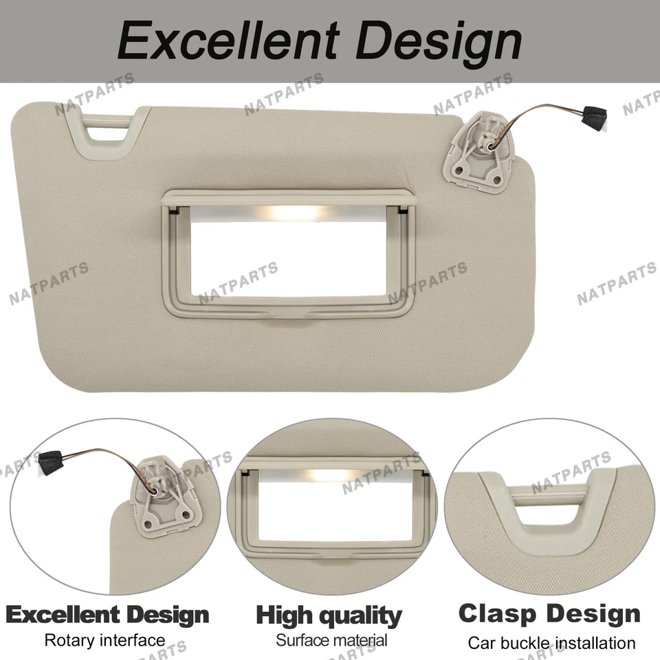 Par de parasol beige con luz para Nissan Rogue X-Trail 2014-2020 96401-4BA3E Foto 3 de 4