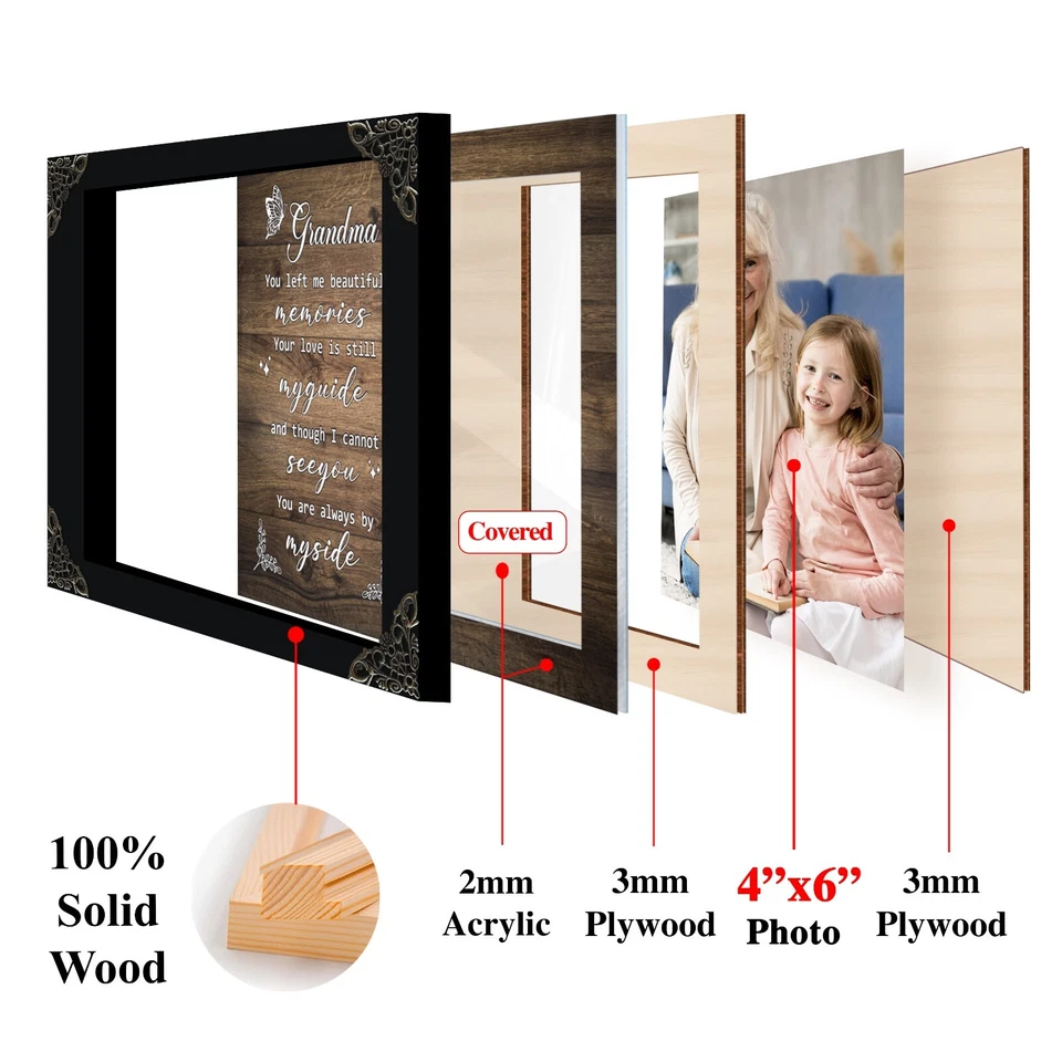 Крытые портретные рамы 4x6 подарок бабушке на память о потере Наны, Нини - Изображение 4 из 4