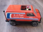 VINTAGE RED TONKA  A.J. FOYT RACING TEAM VAN WITH PLASTIC TOOLS METAL TOY