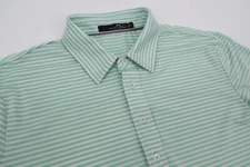 Ralph Lauren RLX Mens Large Blue Striped Wicking Performance PGA Golf Polo Shirt