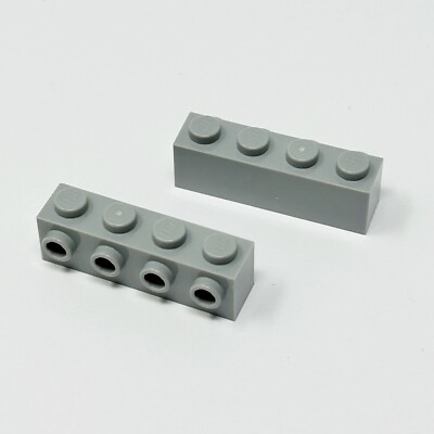 30414 LEGO Parts Brick Modified 1x4 w/ 4 Stud On 1 Side LIGHT BLUISH GRAY (2)
