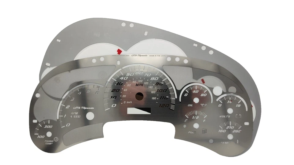 Kit de cara de calibre de acero inoxidable Speedo de EE. UU. punteros a juego de texto blanco GM 2003-06 Foto 4 de 4