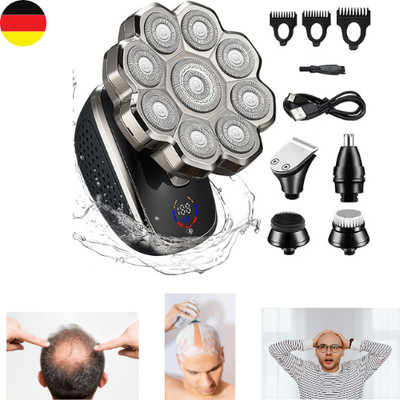 Glatzen Rasierer Herren Elektrisch,2025 Verbesserter 5-In-1 9D Kopfrasierer Glat