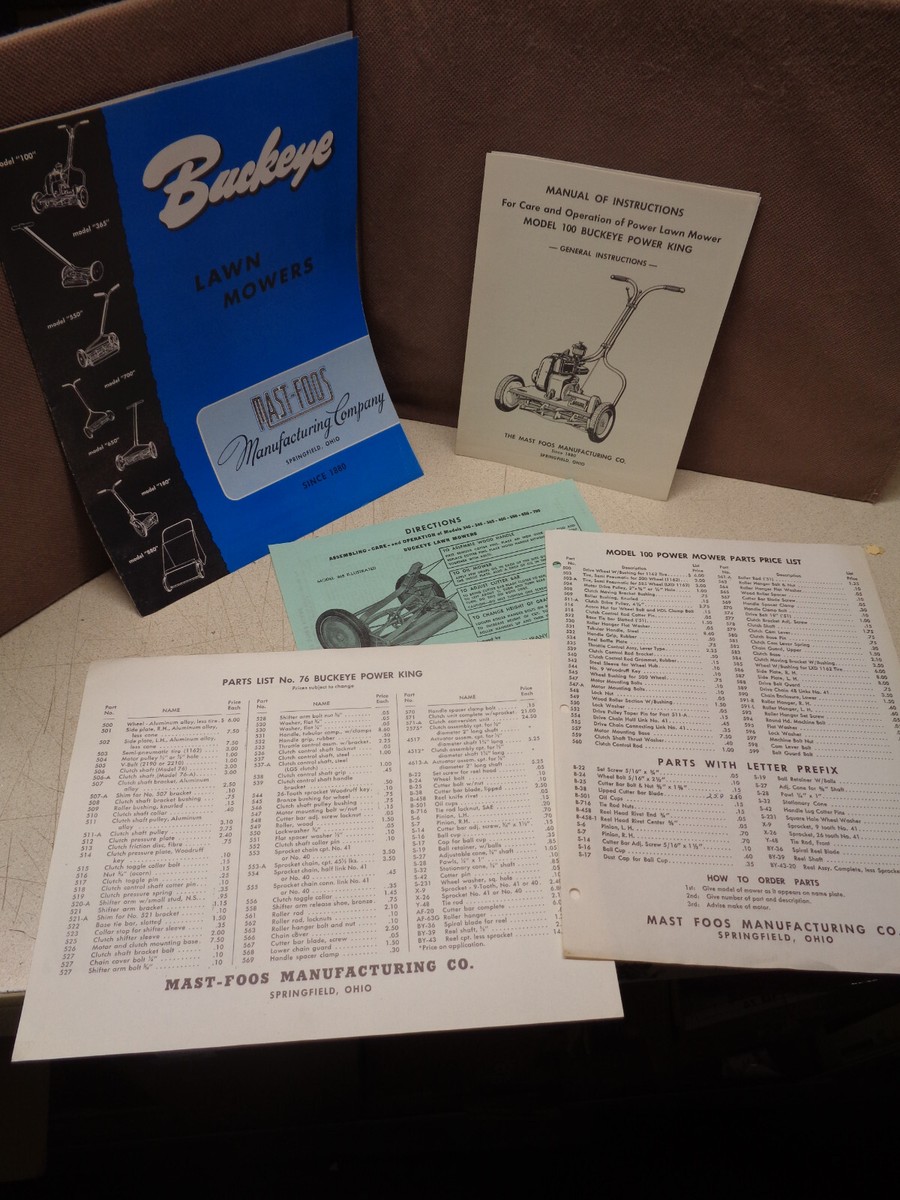 MOWページ 5 Buckeye Lawn Mower Items 1954 ? Brochure Power King 100