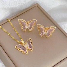 Elegant Butterfly Jewelry Set   Light Luxury Stainless Steel Design