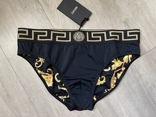 NWT Versace Mens Greca Border Swim Brief Blac...