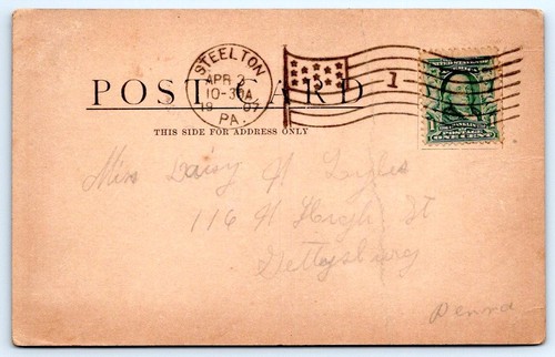 1907 STEELTON PENNSYLVANIA PA NORTH FRONT STREET TROLLEY CAR ANTIQUE POSTCARD - Picture 2 of 2