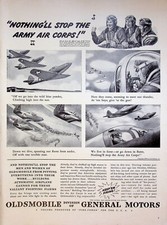 1942 Oldsmobile Automatic WWII Airplane Cannons Vintage Print Ad Army Air Corps