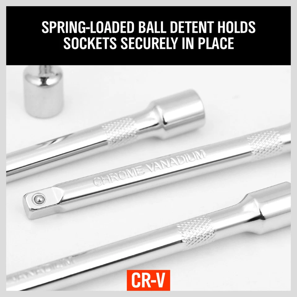 4pc 1/4" LONG Socket Extension Bar Set Shaft 2" 3" 4" 6" Socket Ratchet Improved - Image 3 of 4