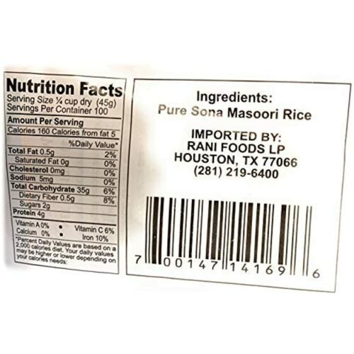 Asian Kitchen Crystal Sona Masoori Aged Rice 10-Pound Bag, 10lbs (4.54kg) - Picture 3 of 3