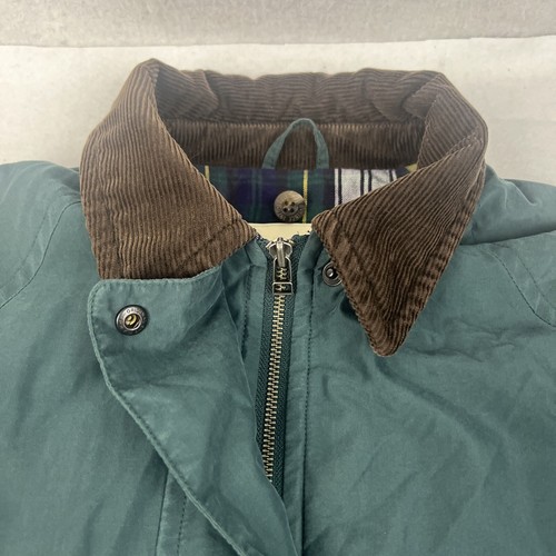 Vintage Eddie Bauer Men Jacket Green Chore Coat Barn Size M Corduroy Collar - Picture 5 of 14