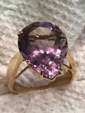 Natural 7.00 Carat 925 Sterling Silver Handmade Gold Plated Amethyst Ring