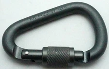 Petzl Attache Locking Carabiner Round Screw Lock Pear Shaped Military Green