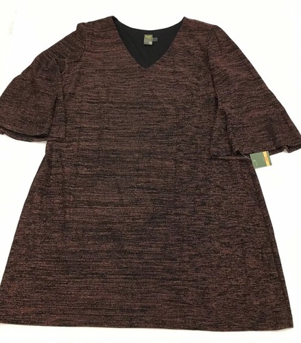 NWT Women's TAYLOR Plus Sz 24W Lurex Knit Metallic Weave A-Line Dress - Picture 3 of 10